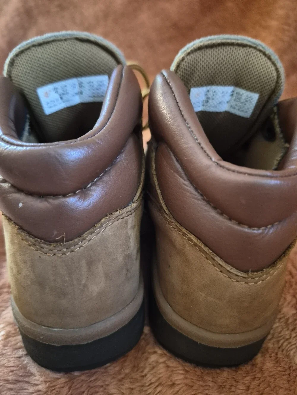 Size 10 - Timberland Kids Brown And Tan Boots With Black Rubber Soles